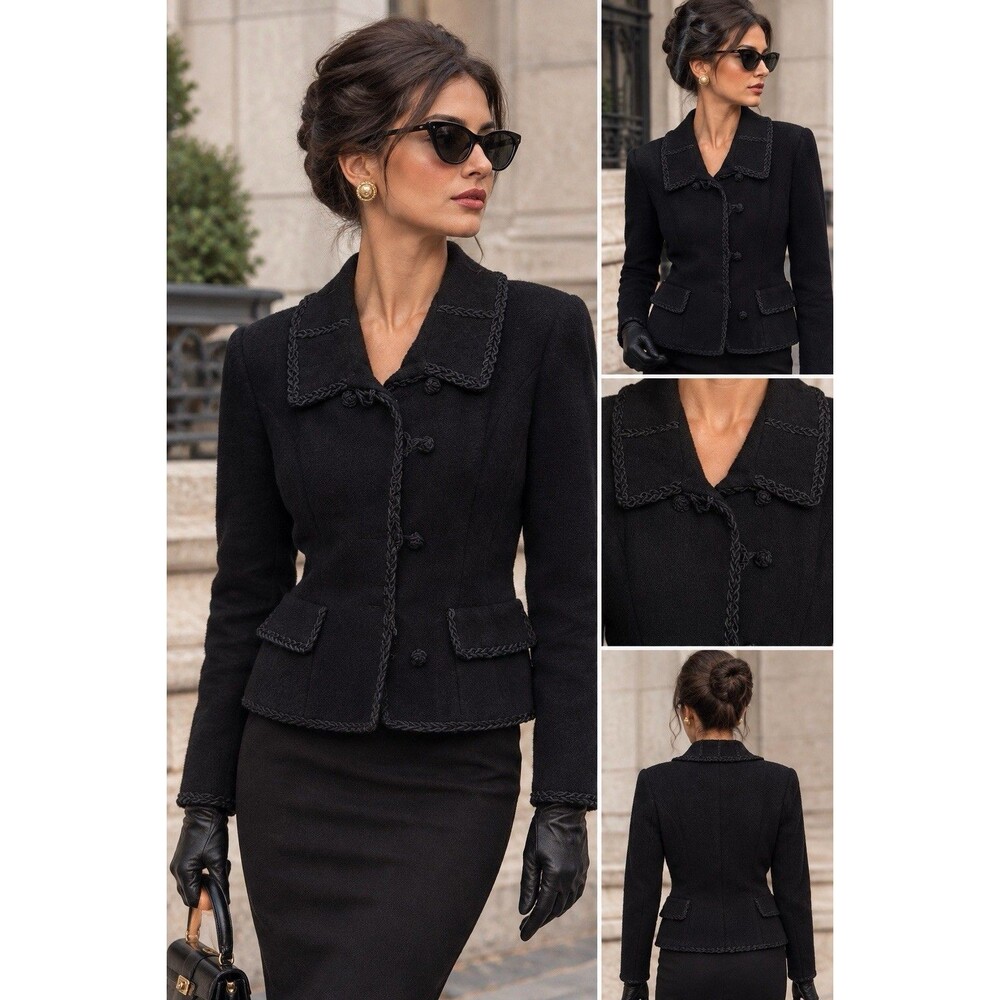 Vtg 1950 Yves Saint Laurent Dan Millstein  Black Wool Crepe Blazer Jacket Size 4